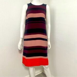 Ann Taylor Women Striped Color-block Sleeveless Lined Dress Pockets Size Medium